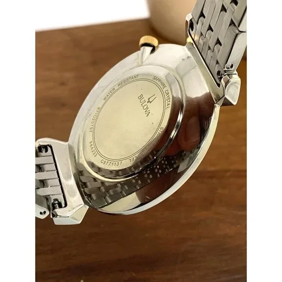 Bulova Men's Watch 98A233 Regatta Quartz White Dial Two Tone Gold Silver Steel